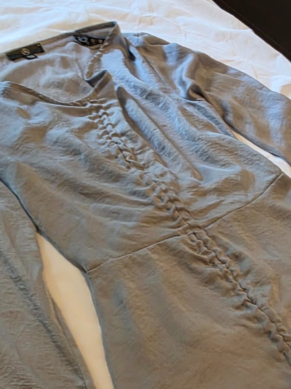 MISSGUIDED Bell Sleeve Whimsigoth Top With Ruched Front Detail Deep V Neck Sz 8 - Picture 9 of 16